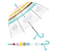 Parapluie - Transparent - Anti-Vent - Long Cloche, Parapluie Enfant Transparent Cloche Robuste et Stable, Parapluie Dôme Garcon Fille Parapluies Cannes Nuage Bleu