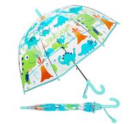 Parapluie - Transparent - Anti-Vent - Long Cloche, Parapluie Enfant Transparent Cloche Robuste et Stable, Parapluie Dôme Garcon Fille Parapluies Cannes Dinosaure Bleu