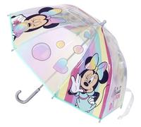 Parapluie transparent Cloche Minnie Mouse - Imprimé Minnie Mouse et Arc-en-ciel - Ouverture Manuelle - Fabriqué en 100% POE avec Structure en Fibre de Verre - Produit Original Conçu en Espagne