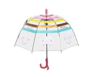 Parapluie transparent pour enfants pour la pluie, parapluie coupe-vent avec poignée à crochet facile à prendre en main pour tout-petits filles et garçons Ncb405, rose, 70X68cm
