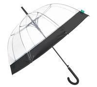 Parapluie Transparent pour Femme avec Bordure Noire Ouverture Automatique - Grand Parapluie Cloche Solide Résistant de Voyage - Ombrelle Coupe Vent Léger pour Fille Dame POE - Diamètre 89 cm (Noir)