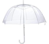 Parapluie transparent pour la pluie adulte, parapluie transparent cloche mariage photo - ouverture automatique, poignée crochet dôme transparent 8 côtes (Blanc)