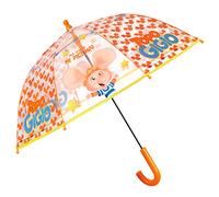 Parapluie Transparent Souris Gigio pour Garçon Fille 3 4 5 Ans - Parapluie Cloche Résistant Coloré École Maternelle - Parapluie Solide avec Ouverture Manuelle pour Enfant - Diamètre 64 cm (Orange)