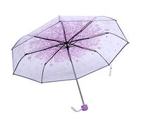 Parapluies Pliants Compacts Mignons, Parapluie Transparent en Fleurs de Cerisier, Parapluie Portable 3 Plis pour les Jours de Pluie, Mariage, Voyage, Sac à Main, avec Poids 0,57 Livres(Violet clair)