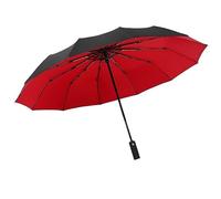 Parapluies pliants Parapluie résistant Double Couche à l'épreuve du Vent entièrement pluvieux Femme mâle Grand Parasol (Rojo)