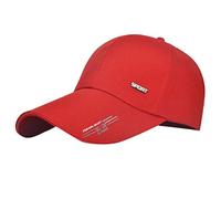 Parapluies pour la pluie Compact Mans Qualité Baseball Unisexe Coton Brodé Femmes Casquettes de baseball Casquette avec oreille et visière, Rouge, Taille unique
