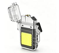 Pararty Briquet Tempête, Briquet Électrique Rechargeable USB-C, Sans Flamme | Briquet de survie avec torche 3 modes, Étanche Pare Vent, Porte Clés, Pour camping et urgence extérieur