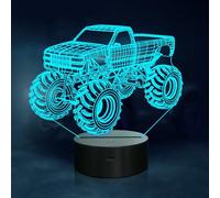 Pararty Veilleuse Enfant Camion 3D, Truck Illusions Lampe de nuit,7 Couleurs LED, Idée Cadeau Garçon, Décoration Chambre Enfant