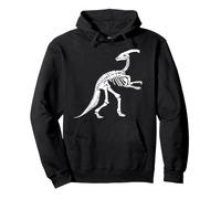 Parasaurolophus Squelette de fossile de Dinosaure (Logo Blanc) Sweat à Capuche