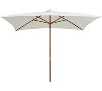 Parasol 200x300 cm mât en bois blanc crème