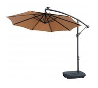 NETSPA - GD-UM2500BS - Parasol Complet (Base + Parasol) - Structure en Acier - LED intégrées alimentées par Panneau Solaire - Pied avec Roulette de Transport - Rond