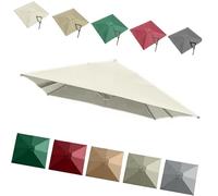 Parasol, 3x3m Carré Cantilever Parasol Remplacement Haut 8 Nervures Cour Auvent Anti-UV Patio Piscine Offset Parasol Tissu Pare-Soleil Couverture Double Dessus(Beige,3m (10') Single top)