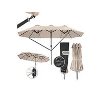 Parasol - TECTAKE - Ombrelle SILIA en aluminium réglable en hauteur 460 x 270 cm avec protection UV - Beige