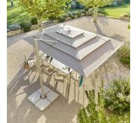Hespéride – Parasol déporté rectangulaire Melhia 4 x 3 m – Multi-toile lin, aluminium/acier oléfine