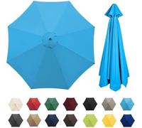 Parasol 6 Branches, 2,3, 2,5, 2,7, 3,5 Mètres, Pour Terrasse, Balcon, Piscine, Jardin, Bleu Lac, 270 cm, 6 Baleines
