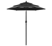 Parasol À 3 Niveaux Avec Mât En Aluminium 2 M Noir Helloshop26 02_0008755 Multicolore
