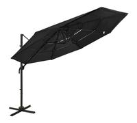 Parasol À 4 Niveaux Avec Mât En Aluminium 3 X 3 M Noir Helloshop26 02_0008791 Multicolore