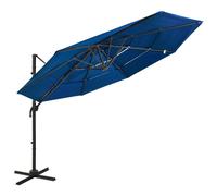 Parasol à 4 niveaux avec mât en 300 x 300 x 247 cm aluminium bleue
