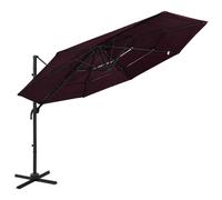 Parasol à 4 niveaux avec mât en aluminium 3 x 3 m bordeaux Helloshop26 02_00087