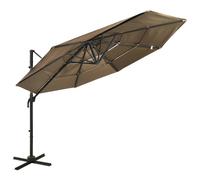 Parasol à 4 niveaux avec mât en aluminium 3 x 3 m taupe Helloshop26 02_0008795