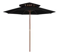 Vidaxl Parasol À Deux Étages Avec Mât En Bois Noir 270 Cm