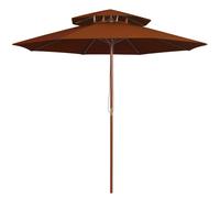 Parasol à Deux Étages avec Mât en Bois Pare-soleil Abri Rouge Bordeaux vidaXL