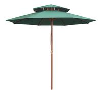 Parasol à Deux Étages avec Mât en Bois Pare-soleil Abri Rouge Bordeaux vidaXL