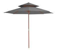 Parasol à Deux Étages avec Mât en Bois Pare-soleil Abri Rouge Bordeaux vidaXL