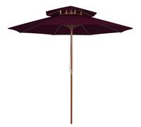 Vidaxl Parasol À Deux Étages Avec Mât En Bois Rouge Bordeaux 270 Cm