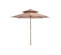 Vidaxl Parasol À Deux Étages Avec Mât En Bois 270 Cm Taupe