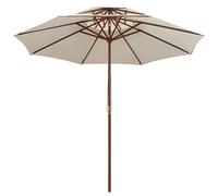 Parasol à Deux étages en Bois Dur Blanc crème avec auvent 270x270 cm, Poteau 38 mm, système poulie Simple, Ventilation, Protection UV pour terrasse Jardin extérieur
