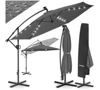 Parasol à pied central - TECTAKE - Parasol déporté ARTEMIS, pivotant 360°, LED solaire, polyester, 350 x 350 cm - Gris