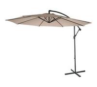 Parasol Acerra, Parasol Parasol, Ø 3m Inclinable, Polyester/Acier 11kg Sable-Beige Sans Socle Gris