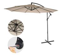 Parasol Acerra, Parasol Parasol, Ø 3m Inclinable, Polyester/Acier 11kg Sable-Beige Sans Socle Gris