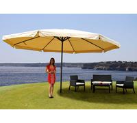 Parasol Aluminium Meran Pro Ø 5m Avec Volant Crème Gris