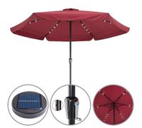 Parasol Aluminium Rouge 3,3m Athènes inclinable éclairage 24 LED Protection manivelle Souple cantonnières Parasol Protection Soleil