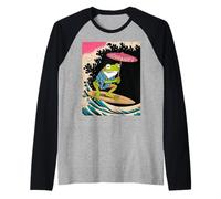 Parasol Amusant Grenouille Surf Vague Kimono Humour Japonais Manche Raglan