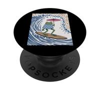 Parasol Amusant Grenouille Surf Vague Kimono Humour Japonais PopSockets PopGrip Adhésif