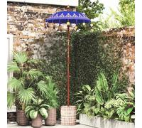 Parasol Avec Base Bleu, Marron 250 Cm Coton, Bois