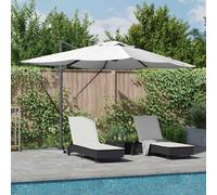 vidaXL Parasol déporté Roma Noir 352 x 251 x 265 cm Polyester et aluminium 360° LED solaire UV