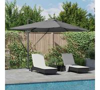 vidaXL Parasol déporté Roma Noir 352 x 251 x 265 cm Polyester et aluminium 360° LED solaire UV
