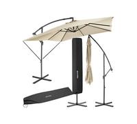 tectake® Parasol de Jardin Exterieur Parasol déporté à manivelle 2,5x2,5m, Inclinable, Protection UV 50+ Résistant au vent, Housse de protection incluse, Salon de jardin