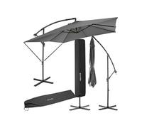 tectake® Parasol de Jardin Exterieur Parasol déporté à manivelle 2,5x2,5m, Inclinable, Protection UV 50+ Résistant au vent, Housse de protection incluse, Salon de jardin