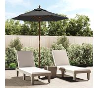 Parasol avec mât en bois anthracite - 196 x 231 cm - Protection UV - Housse en polyester - Protection solaire stable pour jardin, terrasse, balcon, ventilation, système de poulie - Ombrage durable de