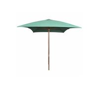 vidaXL Parasol avec Poteau en Bois Parasol de Terrasse Pare-soleil Parasol de Jardin Parasol de Patio Parasol d'Extérieur Résistant aux UV 200x300 cm Vert