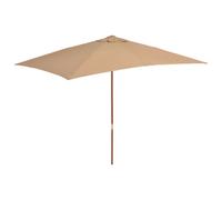 Parasol d'Extérieur Mât en Bois 200x300 cm Taupe Jardin Plage Terrasse 44514