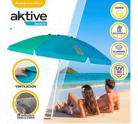 Parasol avec protection UV50 toit ventilé 200 cm 8 couleurs Aktive Beach