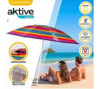 Parasol avec protection UV50 toit ventilé 200 cm multicolore Aktive Beach