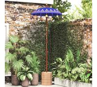 Parasol Avec Base Bleu, Marron 250 Cm Coton, Bois
