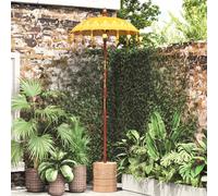 Parasol Avec Base Jaune, Marron 250 Cm Coton, Bois